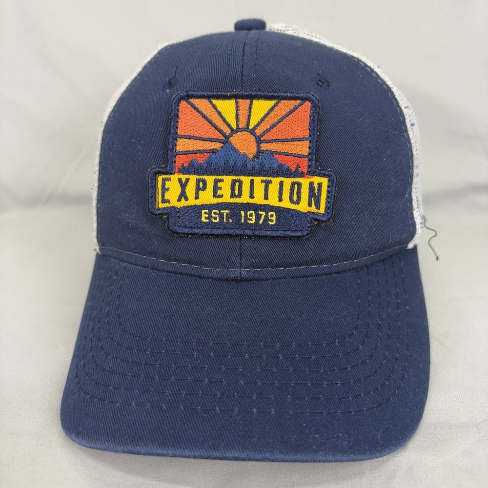 George Trucker Hat Expedition Patch Men OS Navy Blue Mesh Snapback Cap